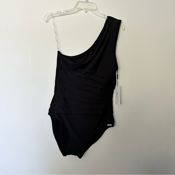 Calvin Klein Black One Shoulder Stardust One Piece Swimsuit 14 - Picture 5 of 14